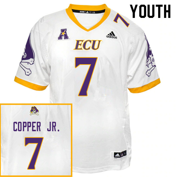 Youth #7 Terrance Copper Jr. ECU Pirates College Football Jerseys Sale-White
